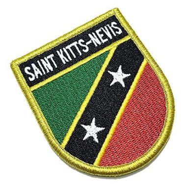Imagem de BP0220EV 01 Bandeira São Cristóvão Névis Patch Bordada Fecho de Contato