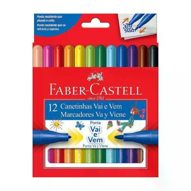 Imagem de Canetinha Faber-Castell Vai e Vem com Sistema Vai e Vem Ponta Redonda 12UN 12 Cores
