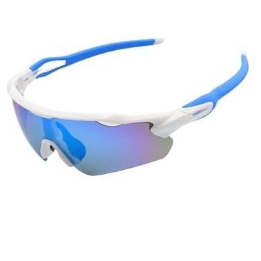Imagem de Óculos De Sol Esportivo Ciclismo Proteção Kit Polarizado Original Baixa Pace Pedal Bike Beach Tennis Ftv Corrida UV400 Unissex - Modelo Race - Cacife Brand (Branco Azul Espelhado)
