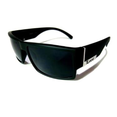 Imagem de Locs culos de sol masculinos de cano plano Gangster arma o preta prata 91026, Preto, 5.5w x 1.75h