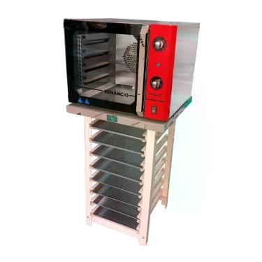Imagem de Kit Forno Turbo Elétrico de Convecção Metalúrgica Venâncio FCSB4E Aço Inox 55L com Bancada e Assadeiras Vermelho 220V