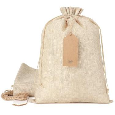 Imagem de Tapleap Sacos de serapilheira com cordão – 10 peças, sacos de presente de 25 x 35 cm para embrulhar lembrancinhas do Dia das Mães, roupas, pães, para aniversário, casamento, bricolage, uso doméstico
