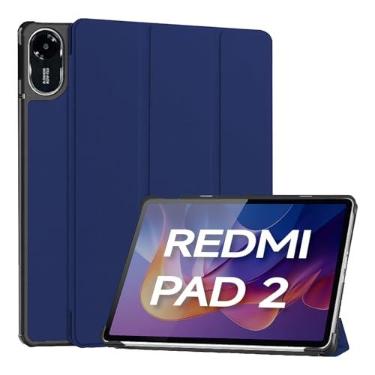Imagem de Rino Cases Capa para Redmi Pad 2 11" (2025) - Smart Cover Magnética Rígida Multi-ângulo com Auto Despertar em Couro PU (Azul-escuro, Apenas Capa)