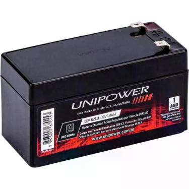 Imagem de Bateria Selada UP1213 12V 1,3Ah Utilização em Qualquer Posição Liga chumbo-cálcio Unipower