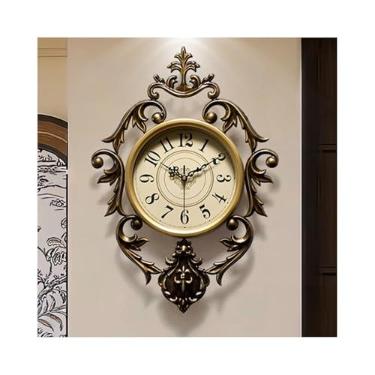 Imagem de HEBOIX Relógio de parede vintage grande metal antigo rústico decoração de | Relógio de parede silencioso retrô dourado de 53 cm, operado por bateria, para sala de estar, quarto, cozinha, entrada