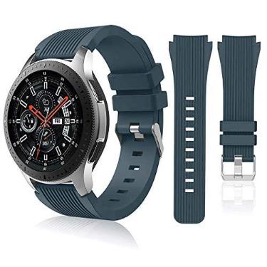 Imagem de HSWAI Pulseira esportiva masculina e feminina compatível com Samsung Galaxy Watch de 46 mm/Gear S3 Frontier, clássica/Galaxy Watch 3 de 45 mm, de 22 mm