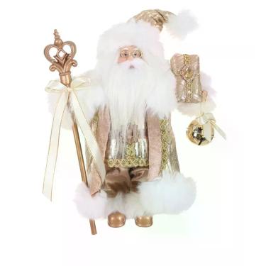 Imagem de Papai Noel Natal em PE  Dourado Champanhe  30 cm - FLORARTE