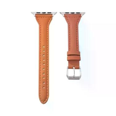Imagem de Pulseira De Couro Slim Para Apple Watch Band 40mm 41mm 44mm 45mm 42mm 