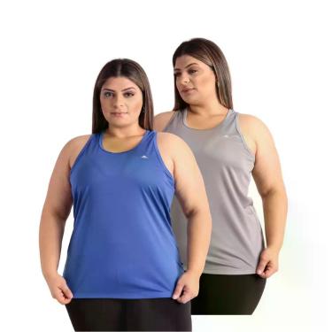 Imagem de Kit 2 Blusas Regatas Plus Size Dry Fit Feminina Academia - Força Do So