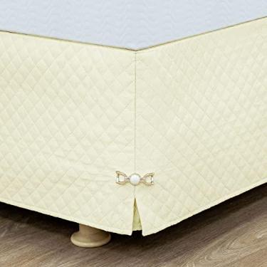 Imagem de Saia para Cama Box Casal Matelada com Pingente - Palha (Palha, Casal)