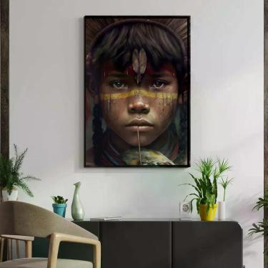 Imagem de Quadro com Moldura Decorativo Para Sala Quarto Hall Indio Brasileiro A