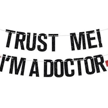 Imagem de Trust Me! I'm a Doctor Banner, Future Doctor, Congrats Grad White Coat, 2026 Medical College Graduation Party Decorations Supplies