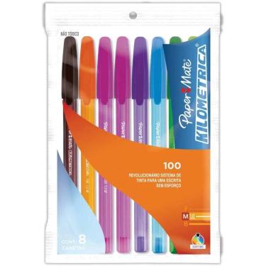 Imagem de Caneta Esferografica Kilometrica 100 Colorz 8CORES - Paper Mate