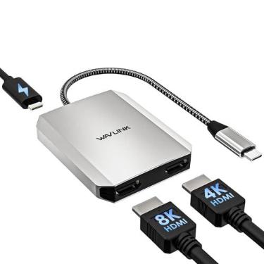 Imagem de Adaptador USB C para HDMI duplo, adaptador HDMI WAVLINK Dual 4K @60hz com entrega de energia de 100 W para laptops Dell XPS, HP, Lenovo, Thunderbolt 3/4, somente laptops Windows Systerm