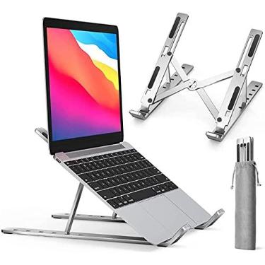 Imagem de Shaolong Suporte De Notebook De Alumínio Ajustável Para Notebook De 6 Ângulos Ajustável De Alumínio Dobrável E Ergonômico Para Desktop Compatível Com Macbook, Ipad, Hp, Dell, Lenovo 10-17 Polegadas