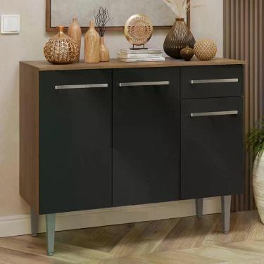 Imagem de Buffet Aparador 105cm 3 Portas E 1 Gaveta Madesa Rustic/preto