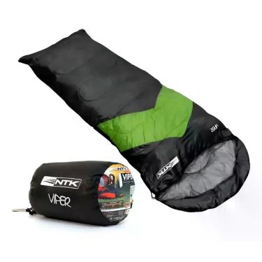 Imagem de Saco de Dormir NTK Viper 5C a 12C Preto e Verde Trekking Acampamento -