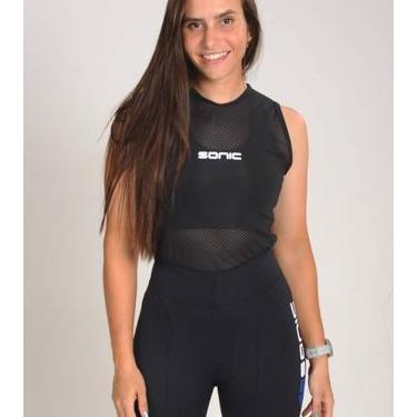 Imagem de Bermuda Ciclismo Feminina Sonic Sports Cós Alto UV50 Forro Teosport It