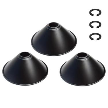 Imagem de Kehail Abajur industrial vintage em cone de ferro preto de 21,6 cm, abajur de substituição de metal para luz pendente, teto, luminária de parede, luminária de mesa e arandela - Capa de luz decorativa
