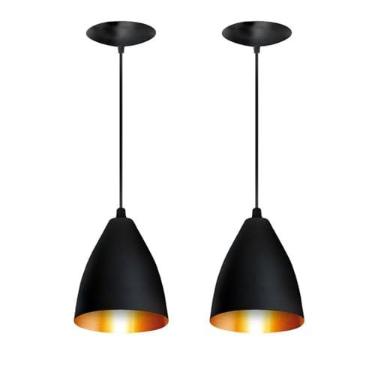 Imagem de Kit 2 Pendentes Vegas Premium Gourmet Aluminio Preto/Cobre