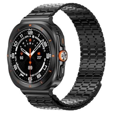 Imagem de LETOID Pulseira de metal magnética projetada para Samsung Galaxy Watch Ultra de 47 mm (2025/2024), pulseira masculina de aço inoxidável ajustável com fecho magnético sólido