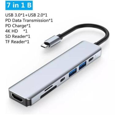 Imagem de Novo Hub Cabo Adaptador Multiportas Usb-C 7 Em 1 Hdmi 4K Usb - Type-C