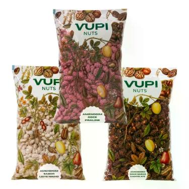 Imagem de Kit Amendoim Doce Sabor Chocolate - Ninho - Pralinê Peso:1KG - CADA - 