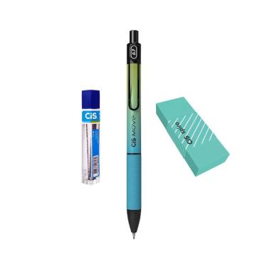 Imagem de Kit Lapiseira Move 0.7 Verde/Azul+Grafite+ Borracha Spiro VD - CIS