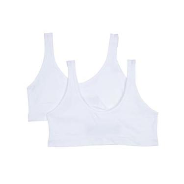 Imagem de Hanes Sutiã feminino sem costura Comfortflex Fit confortável pulôver pacote com 2, Branco/Branco, GG