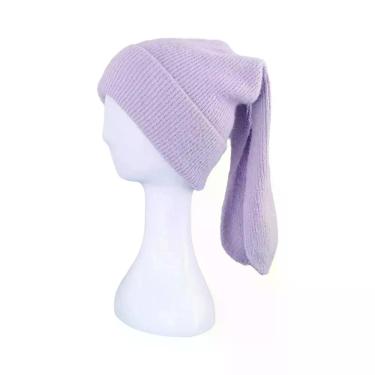 Imagem de Gorro Feminino De Inverno Com Orelhas De Coelho, Macio, Quente E Fofo,