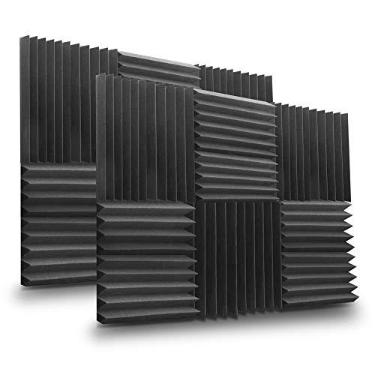 Imagem de Kit de Painel de Espuma para Parede - 12 Painéis de Amortecimento de Som Acústico de Áudio Anabela de Isolamento de Ruído para Estúdio, Sala de Gravação, Cabine Vocal - Pyle PSI1612 (12 x 12 x 1 polegadas)