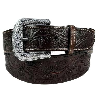 Imagem de Cinto De Couro Masculino Largo Bordado Cafe Dawson, Marrom, Escuro, 11