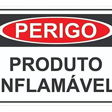 Imagem de Placa Sinalização Perigo Produto Inflamável 20x30cm