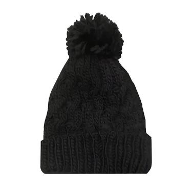 Imagem de Touca De Tricô Com Pom Pom De Frio Inverno Cor Preta - RedStar