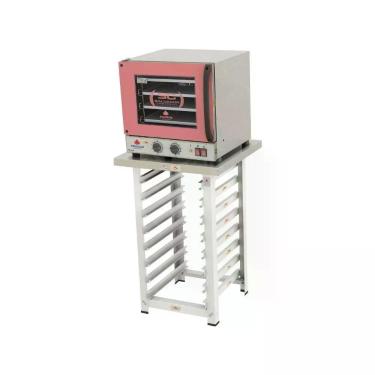 Imagem de Kit Forno Turbo Elétrico e Bancada Progás Elétrica PRP-004 MES-004 Aço Inox Rosa 220V