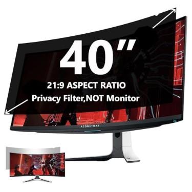 Imagem de ACONETMAX Filtro de tela de privacidade de 40 polegadas para monitor curvado Ultrawide 21:9 - Escudo de privacidade e protetor de luz azul antirreflexo