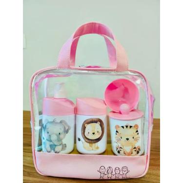 Imagem de Kit Higiene Bebê Bolsa Maternidade menina Rosa Safari - Dóia Kids, Leã