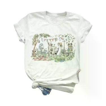 Imagem de Camiseta Feminina Com Estampa Animal, Manga Curta, Moda Fofa, Roupas D