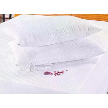 Imagem de Capa Protetora de Travesseiro Impermeável Matelada com Ziper - Branco 