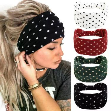 Imagem de Bandanas Huachi Polka Dot para mulheres, faixas de cabelo largas, paco