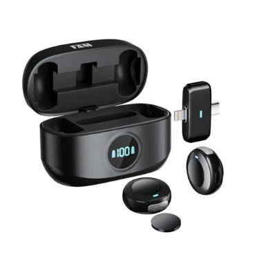Imagem de Microfone de Lapela Sem Fio FAM BELL M2 – Áudio Profissional com Redução de Ruído e Bateria Durável, Ideal para Gravações ao Vivo, Criação de Conteúdo, TikTok, YouTube e Entrevistas