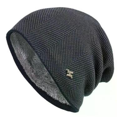 Imagem de Gorro Peluciado de Inverno Xthree Acrílico Cinza Unissex Estiloso Simples e Moderno para Frio