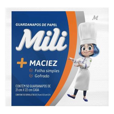 Imagem de Guardanapo de Papel Mili Pacote 50 Unidades 21 x 22 cm Folha Simples G