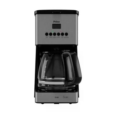 Imagem de Cafeteira Elétrica Programável Philco PCFD40-1 com Jarra de Vidro 1,6L Preto e Inox 1000W 220V