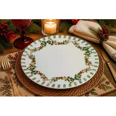 Imagem de Prato Raso em Cerâmica Natalino Noite Feliz - 30cm - Sanson Decor Home