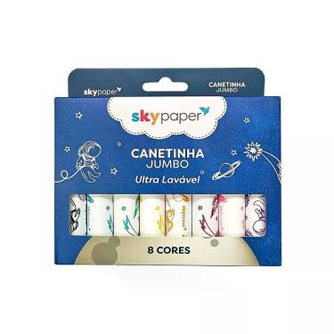 Imagem de Canetinha Skypaper Jumbo Ultra Lavável Ponta Grossa 8 Cores Rosa e Roxo 2CM 8 Unidades