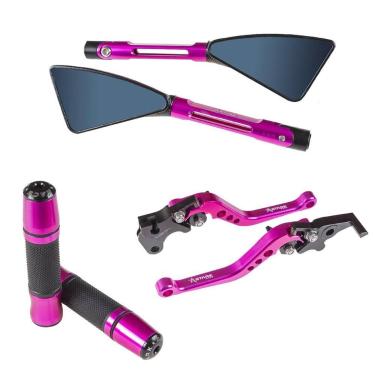 Imagem de Kit Rosa Manopla Jupiter Retrovisor Manete Tiger 1200 - Stark Race