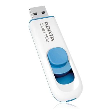 Imagem de Pen Drive 16GB ADATA C008, USB 2.0, Branco e Azul - AC008-16G-RWE