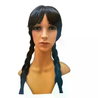Imagem de Peruca Cabelo Trança Franja Wandinha Addams Cosplay Vandinha - sm deco