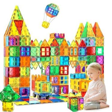 Imagem de Blocos de Montar Magnéticos Construção Brinquedos Infantil (130 Peças)